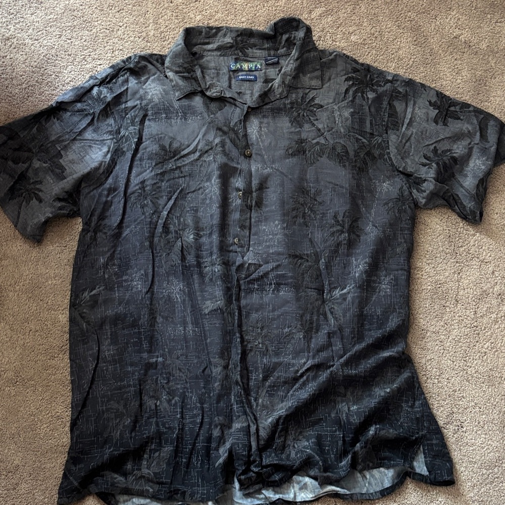Gavin Black Palm Print Men's Casual Shirt